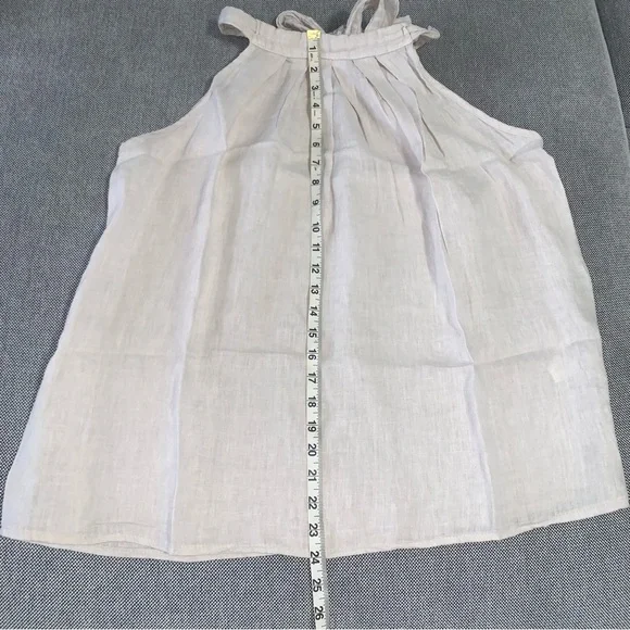 Bellambra-Linen Blouse with Bow tie in back  beige size Large#cotton tank top - Picture 7 of 7